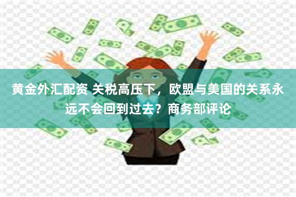 黄金外汇配资 关税高压下，欧盟与美国的关系永远不会回到过去？商务部评论