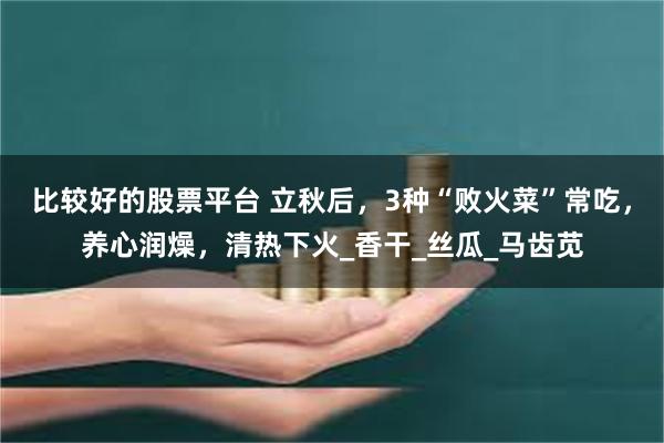 比较好的股票平台 立秋后，3种“败火菜”常吃，养心润燥，清热下火_香干_丝瓜_马齿苋