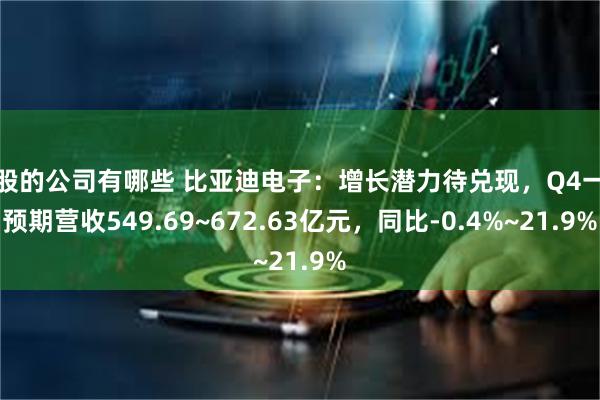 炒股的公司有哪些 比亚迪电子:增长潜力待兑现,Q4一致预期营收549.69~672.63亿元,同比-0.4%~21.9%